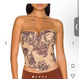 Miaou Brown and Gold Toile Aphex Corset Fitted Bustier Size L